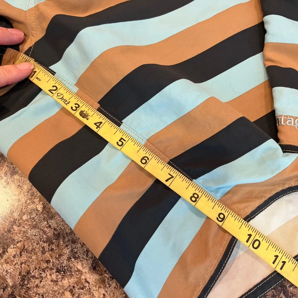 Patagonia Men Size 38 Wavefarer Board Shorts Striped Blue‎ Brown